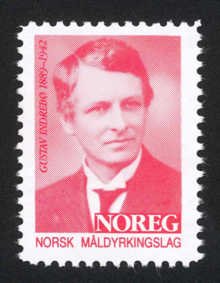 Brevmerke (ikkje frimerke) med Gustav Indrebø