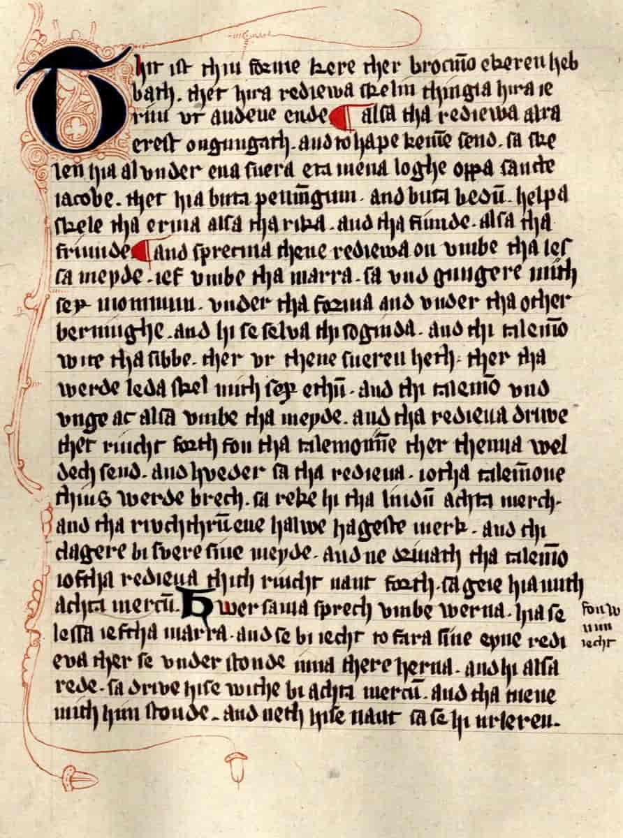Begynnelsen på Brokmer-brevet, fra det andre Brokmer-manuskriptet