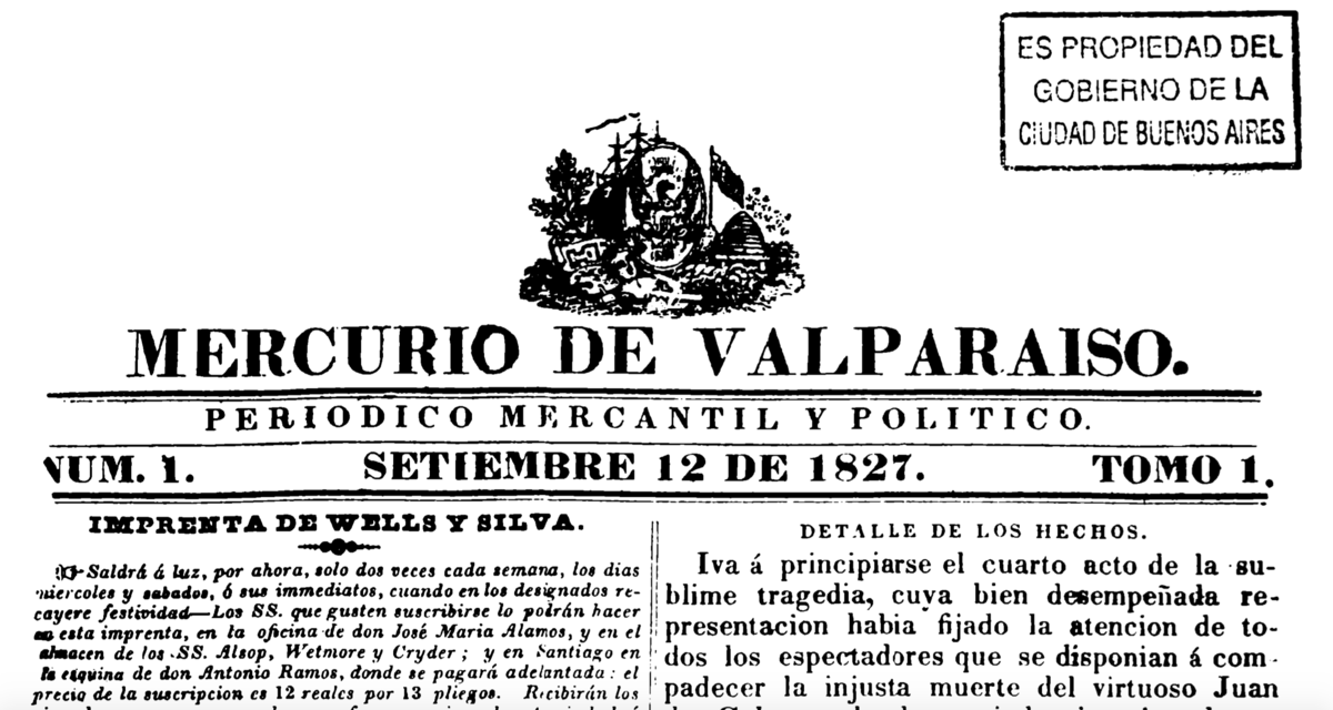 Utgave av avisen El Mercurio fra 1827