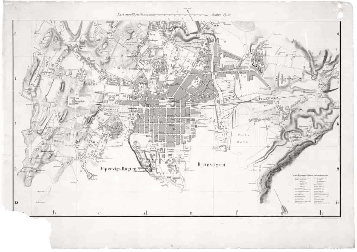 Næsers kart over Christiania fra 1860 - Generalkart i målestokk 1:5000