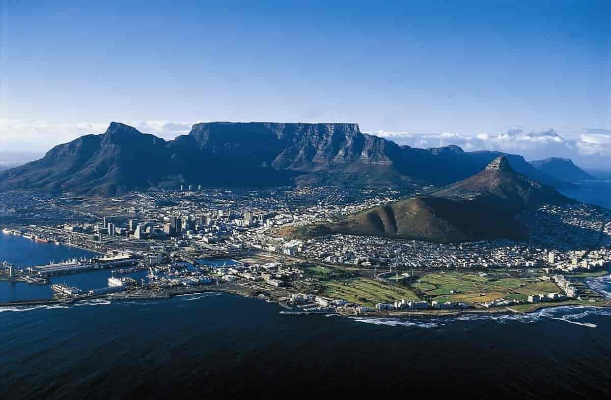Cape Town fra helikopter