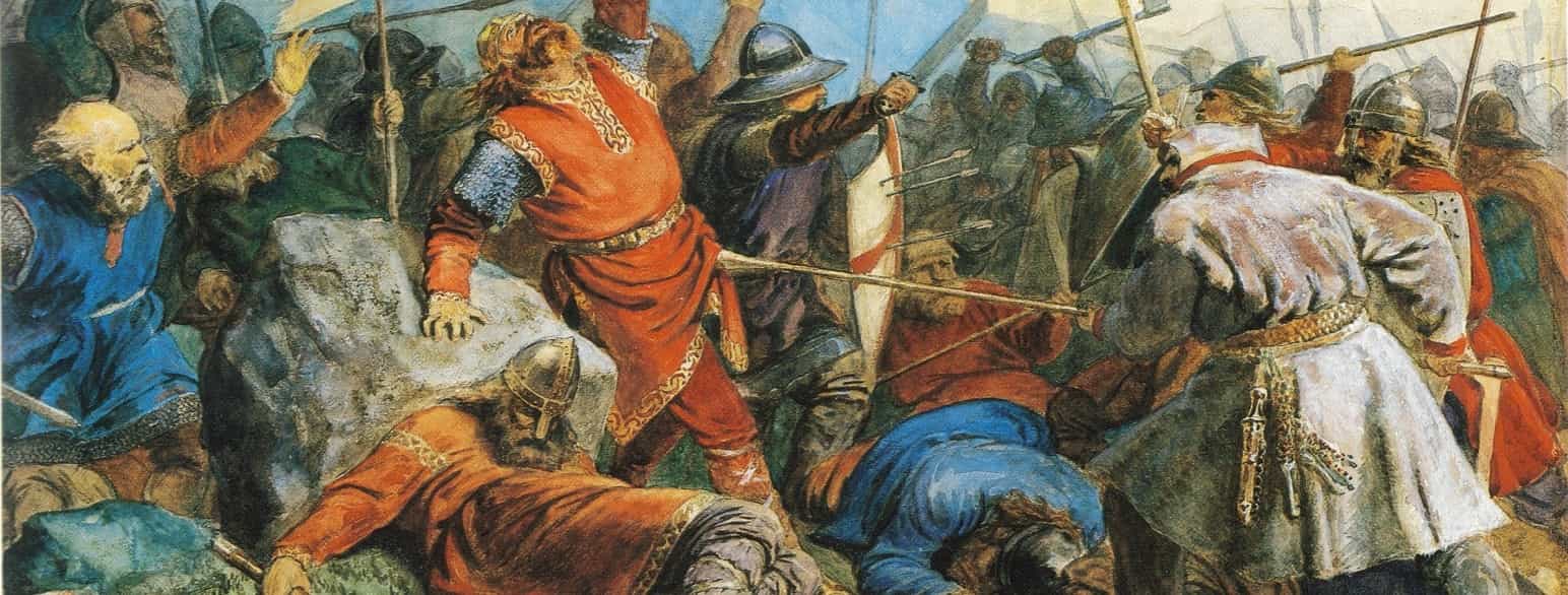 Slaget på Stiklestad - Olav den hellige blir drept av Tore Hund