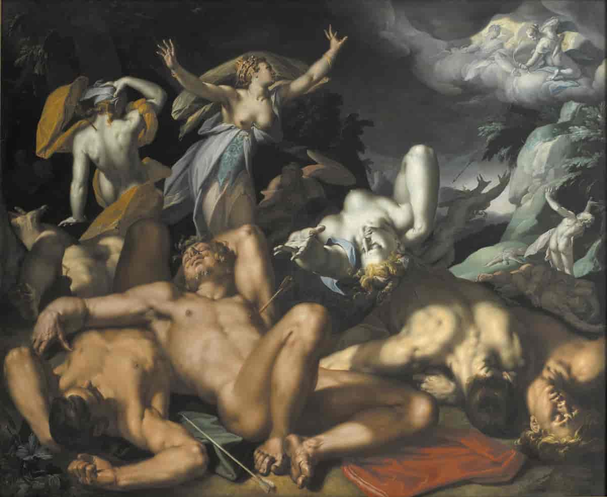 Apollon og Artemis straffer Niobe ved å drepe barna hennes