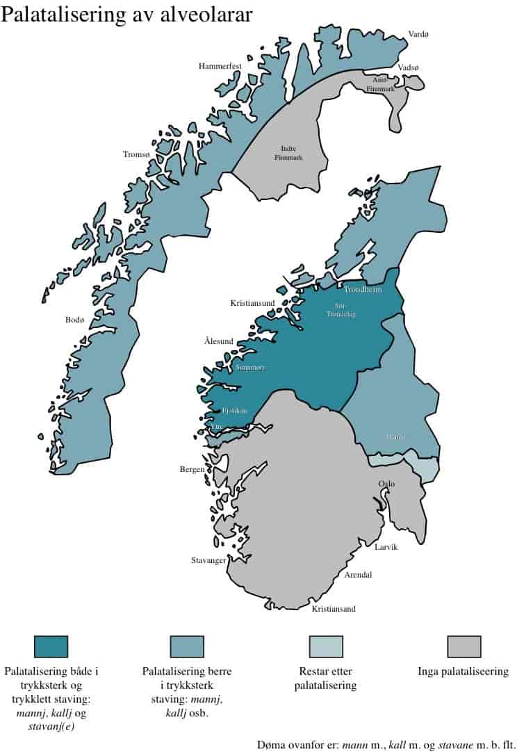 Heile det norvestlanske målområdet har palatalisering av lange dentalar.