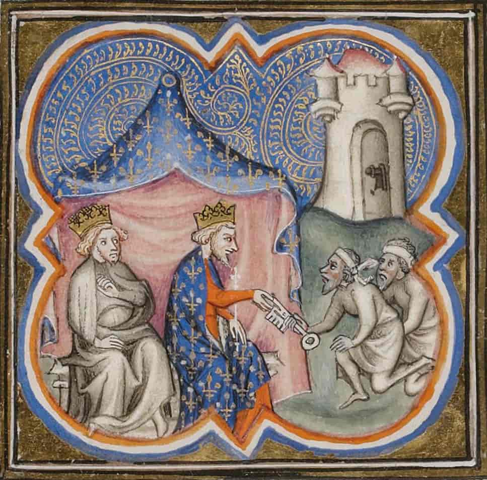 Filip August og Rikard Løvehjerte mottar nøklene til Acre