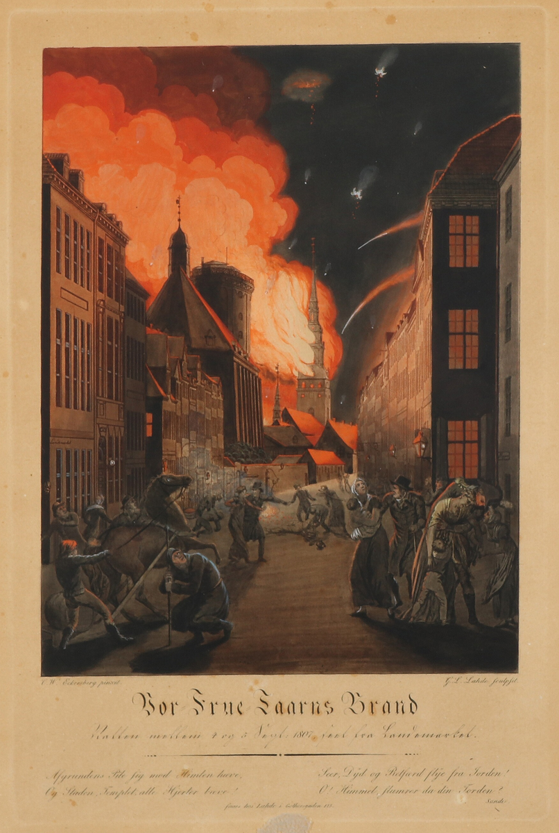 Vor Frue Taarns Brand Natten mellem 4.-5. Sept. 1807 seet fra Landemærket