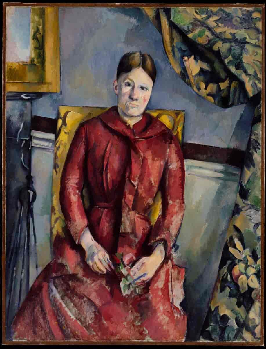 Madame Cézanne i en rød kjole