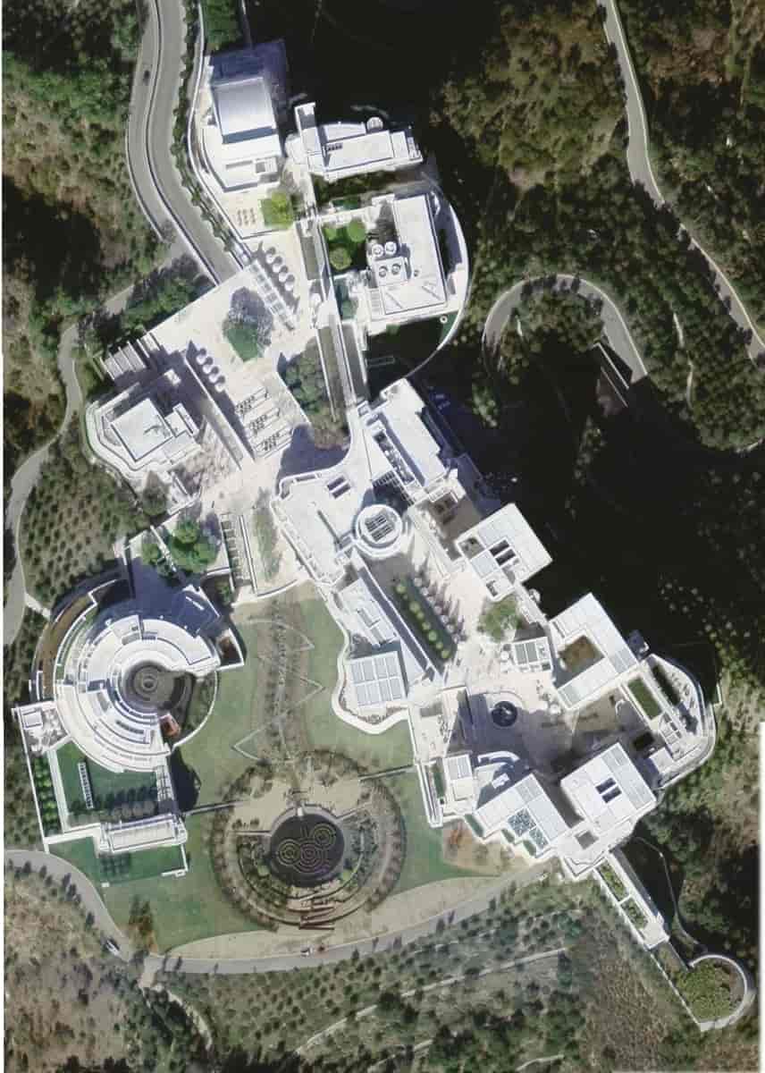Satelittbilde av Getty Center