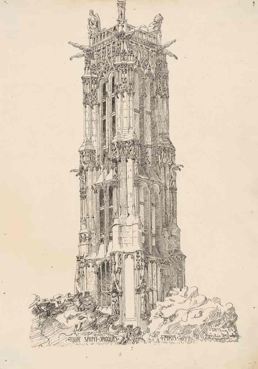 Jakobstårnet i Paris. Penn på papir. 1903