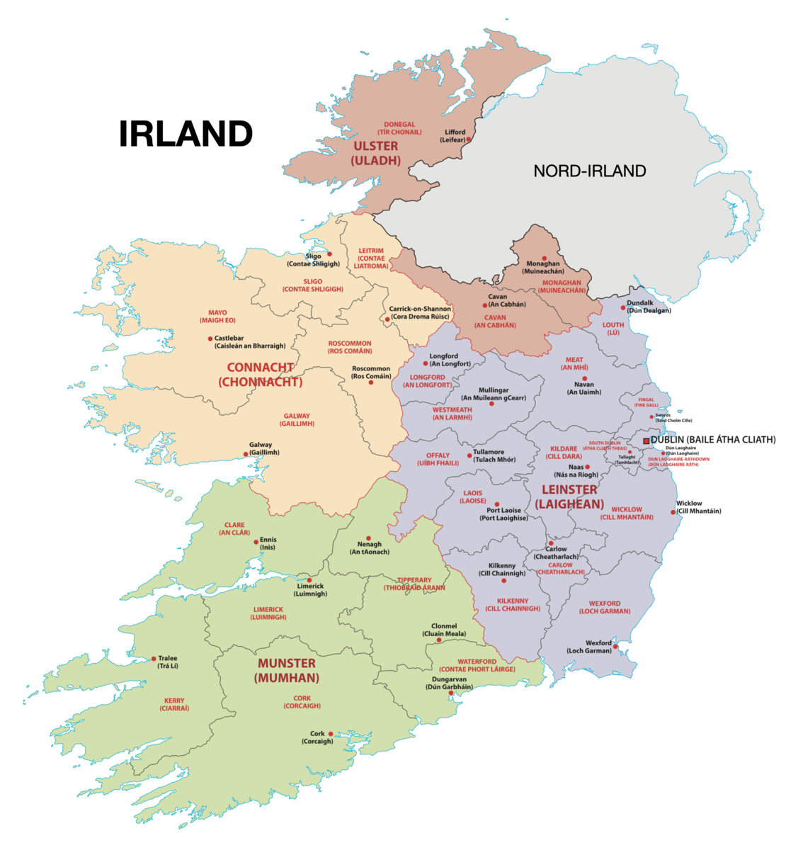 Irland, administrativ inndeling