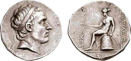 Mynt med bilde av Antiokhos 3 den store