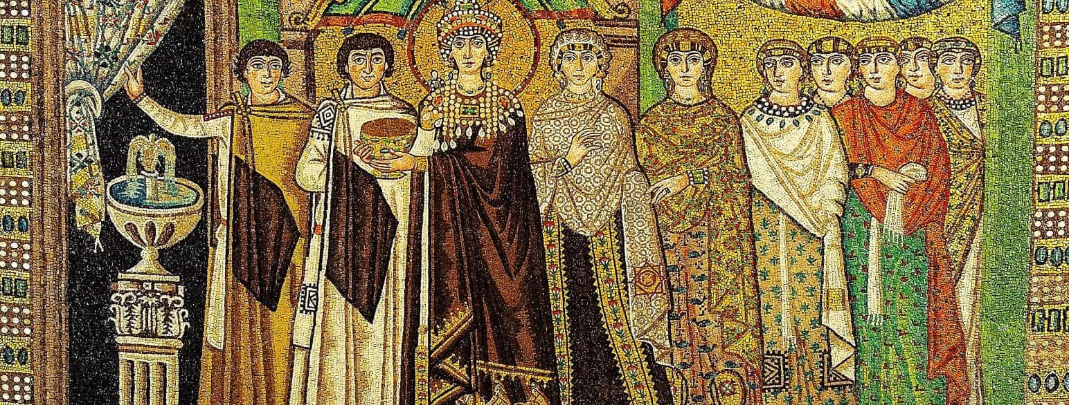 Mosaikk av Theodora (i midten), San Vitale, Ravenna, Italia