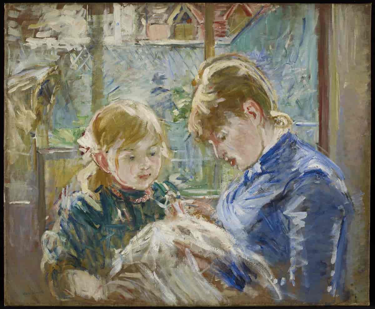 Kunstnerens datter, Julie, med hennes barnepike