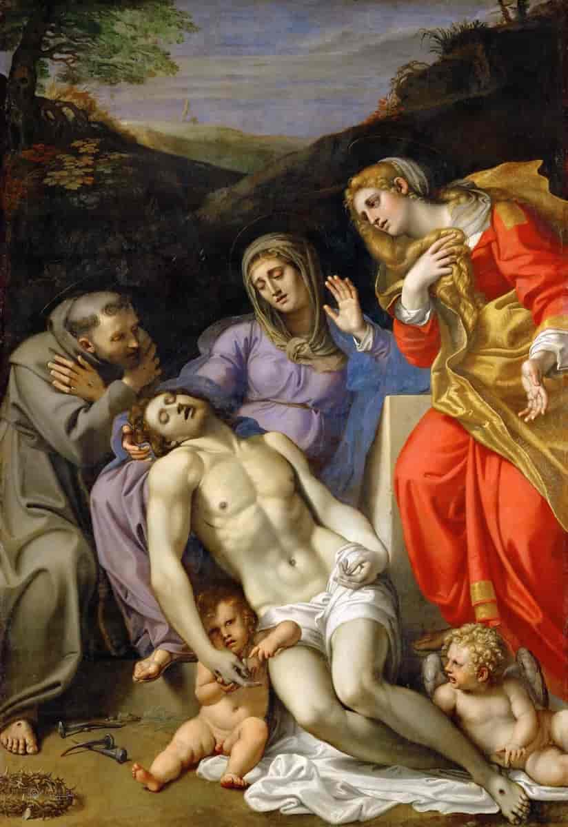 Pietà med Frans av Assisis og Maria Magdalena