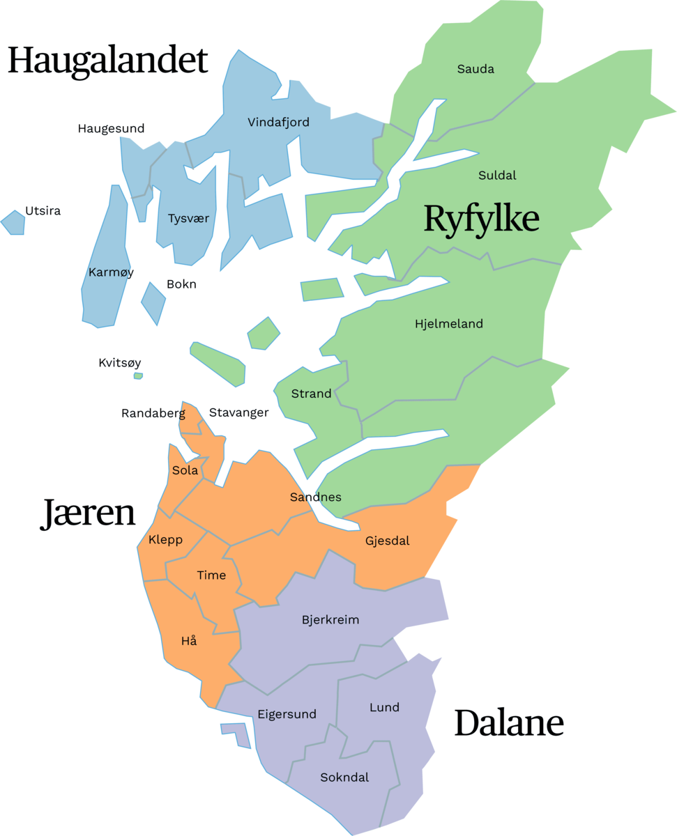 Rogaland: Haugalandet, Ryfylke, Jæren og Dalane