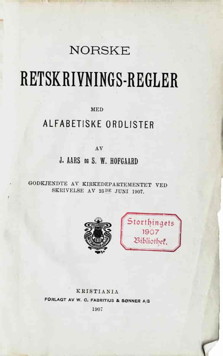 Norske retskrivnings-regler 1907