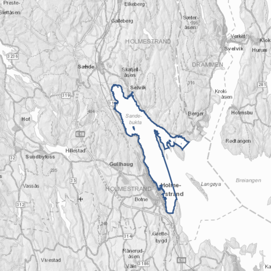Kart over Sandebukta