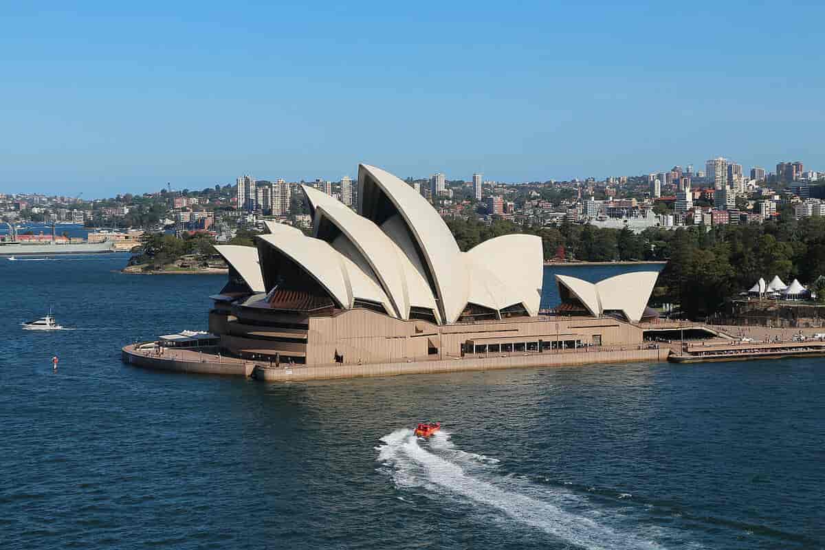 Sydney operahus sett fra Harbour Bridge