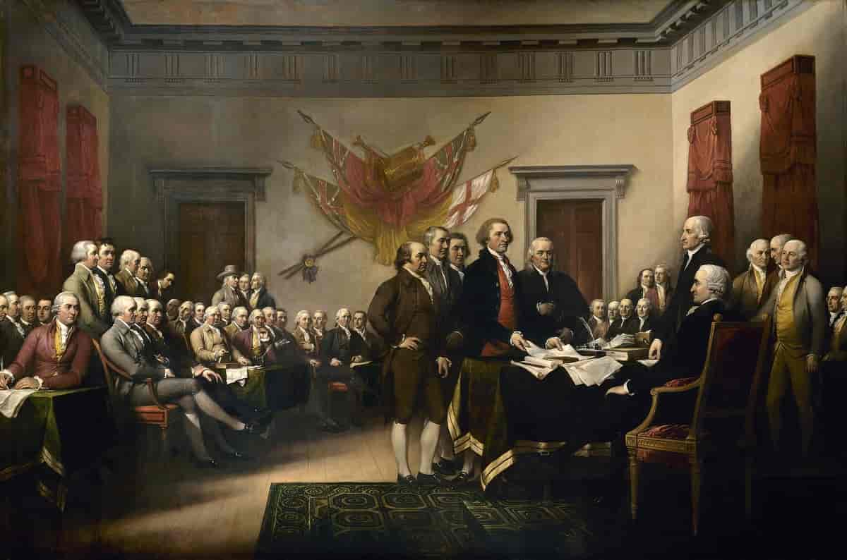Maleri av uavhengighetserklæringen i USA, 1776 