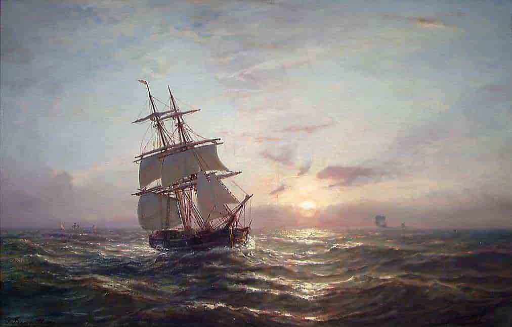 Skute i solnedgang, 1879