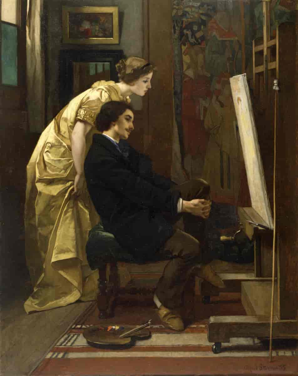 Maleren og modellen, 1855