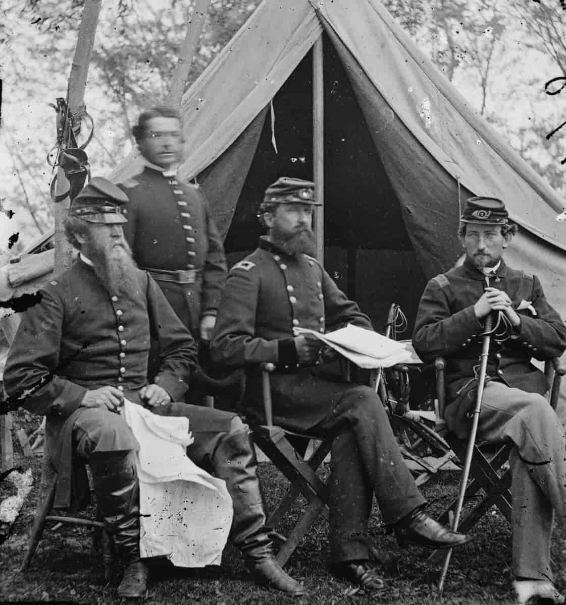 Generalmajor George Sykes og hans stab under Den amerikanske borgerkgrigen.