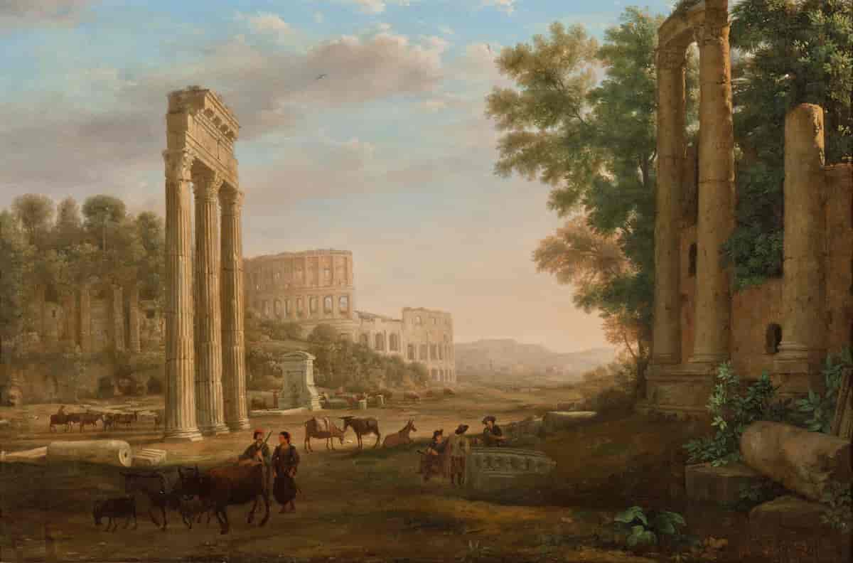 Capriccio med ruiner av Forum Romanum