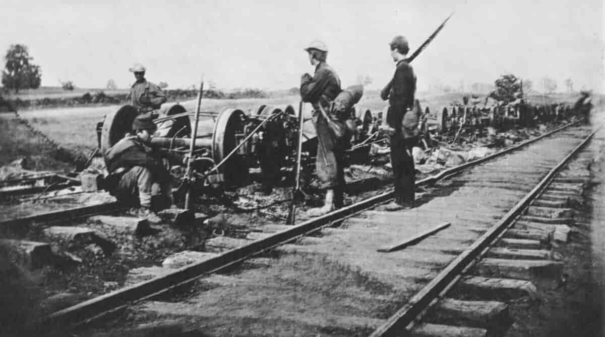Sidespor på jernbanen ved Manassas i Virginia, 1862.