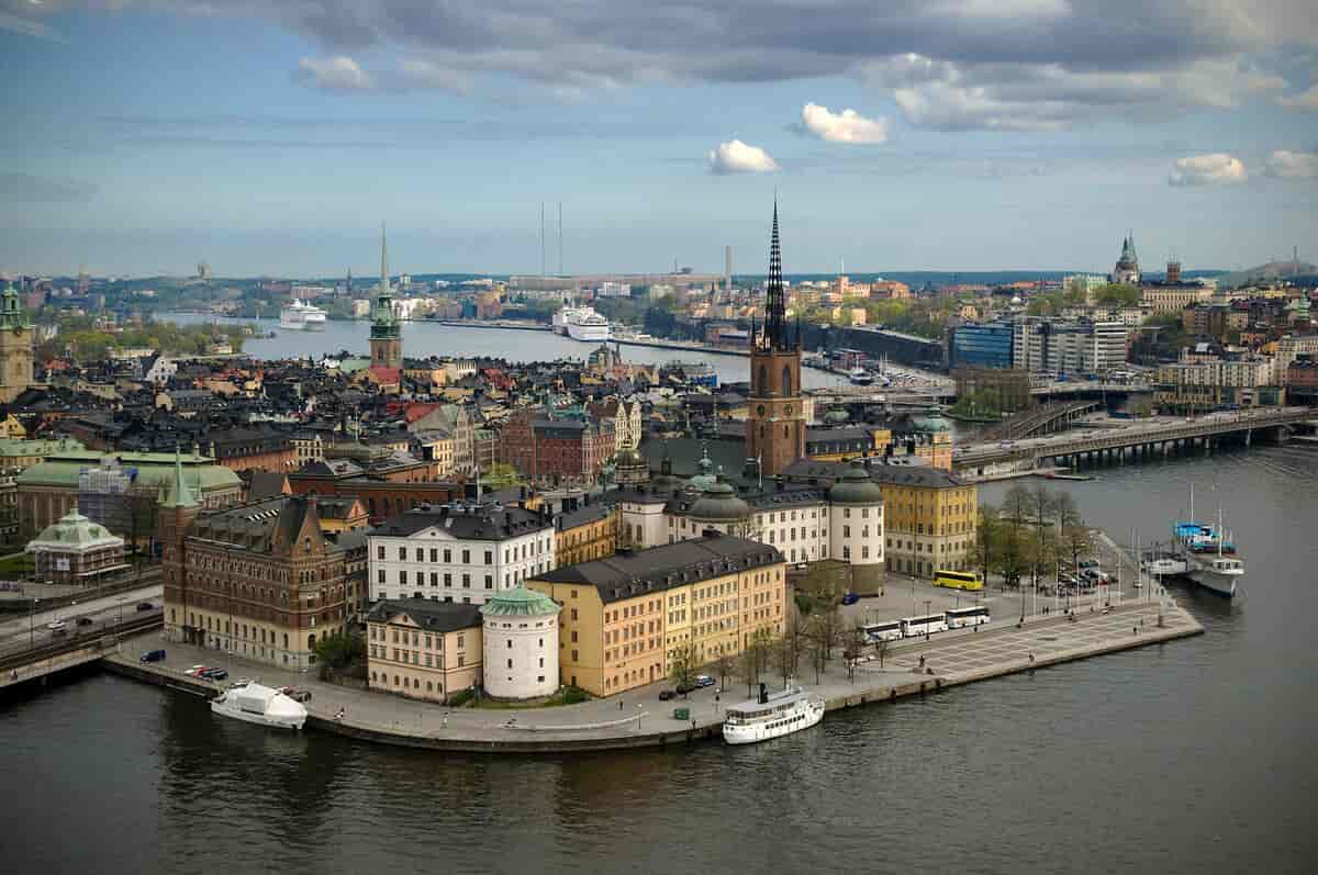 Riddarholmen i Stockholm sett fra Stadshustornet
