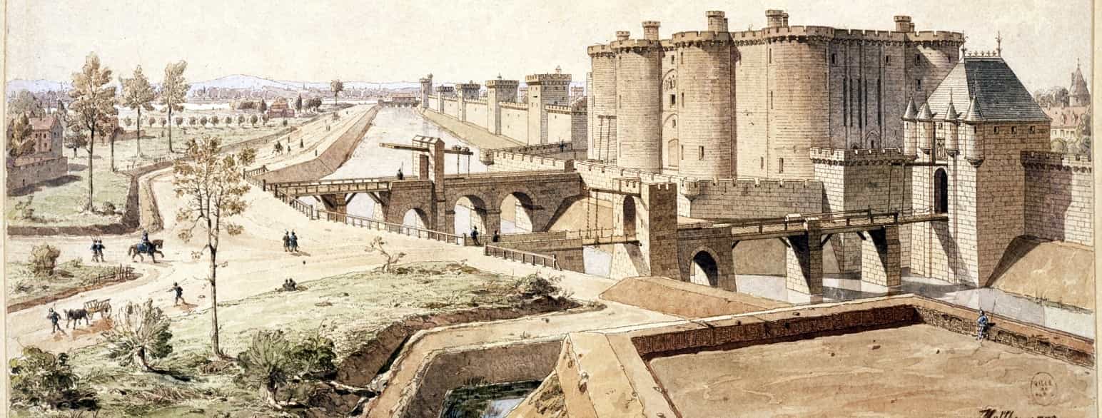 Rekonstruksjonstegning av hvordan Bastillen kan ha sett ut omkring 1420