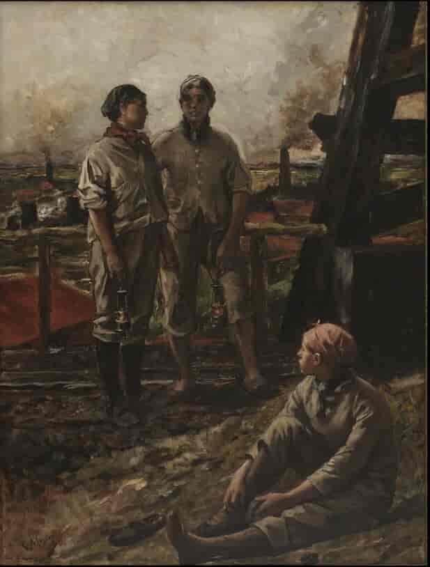 Tre kvinnelige gruvearbeidere