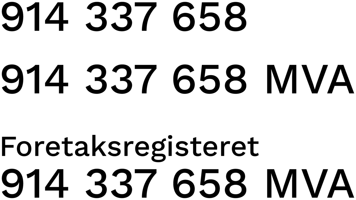Eksempler på formatering av organisasjonsnummeret