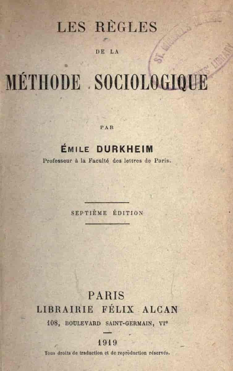 Forsiden til den franske utgaven av Den sosiologiske metodes regler
