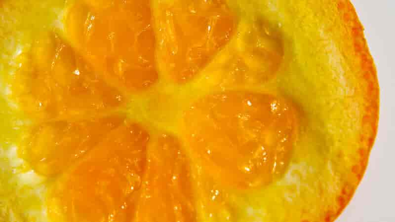 Overskåret frukt hos Citrus sinensis, appelsin