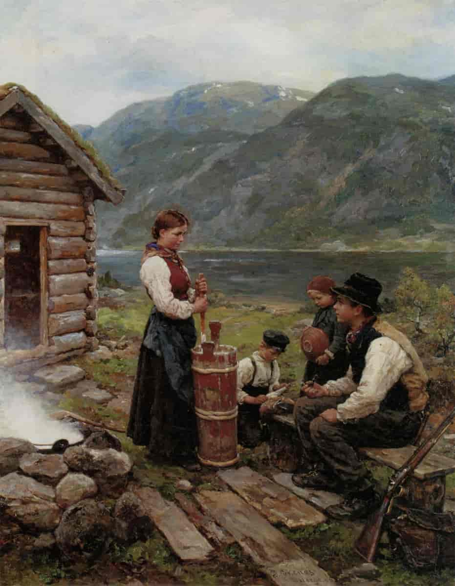 Familie i norsk fjordlandskap, 1908