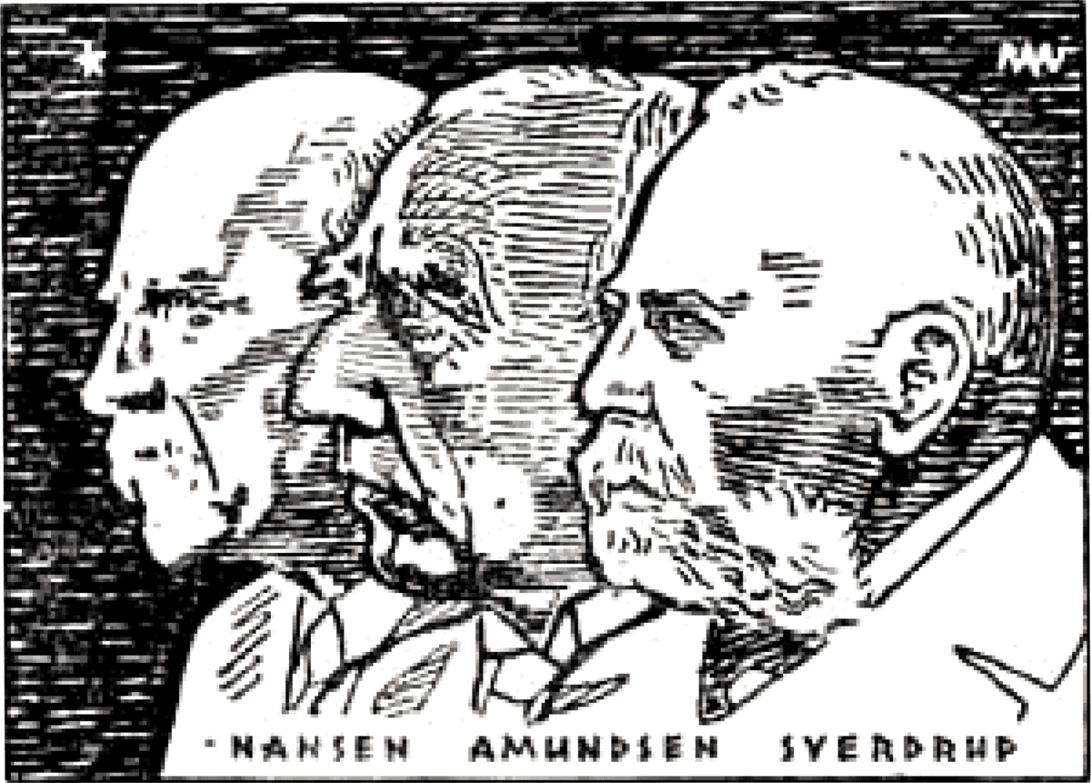 Logo med Amundsen, Nansen og Sverdrup som ble brukt på hefter, publikasjoner m.m.