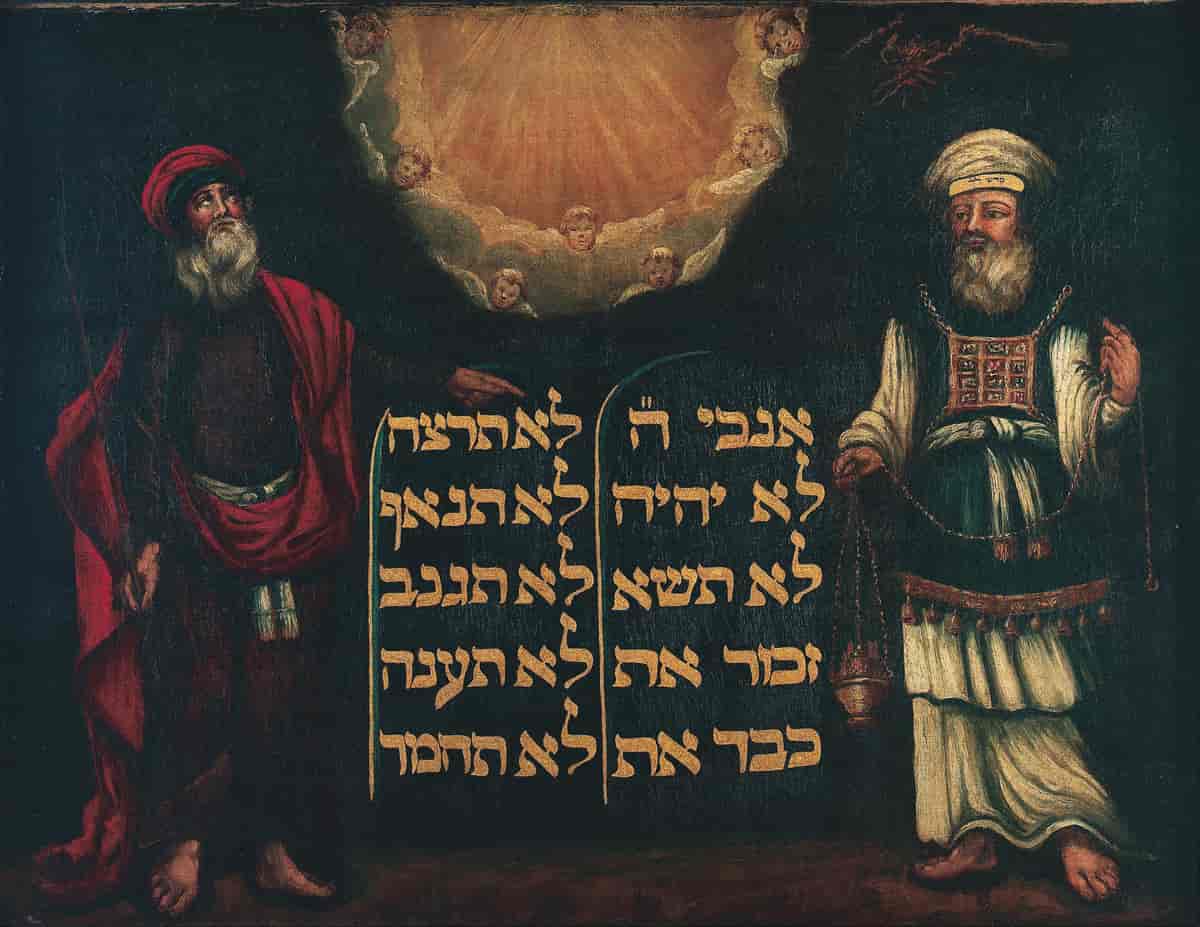 Moses og Aron med de ti bud, maleri fra 1692
