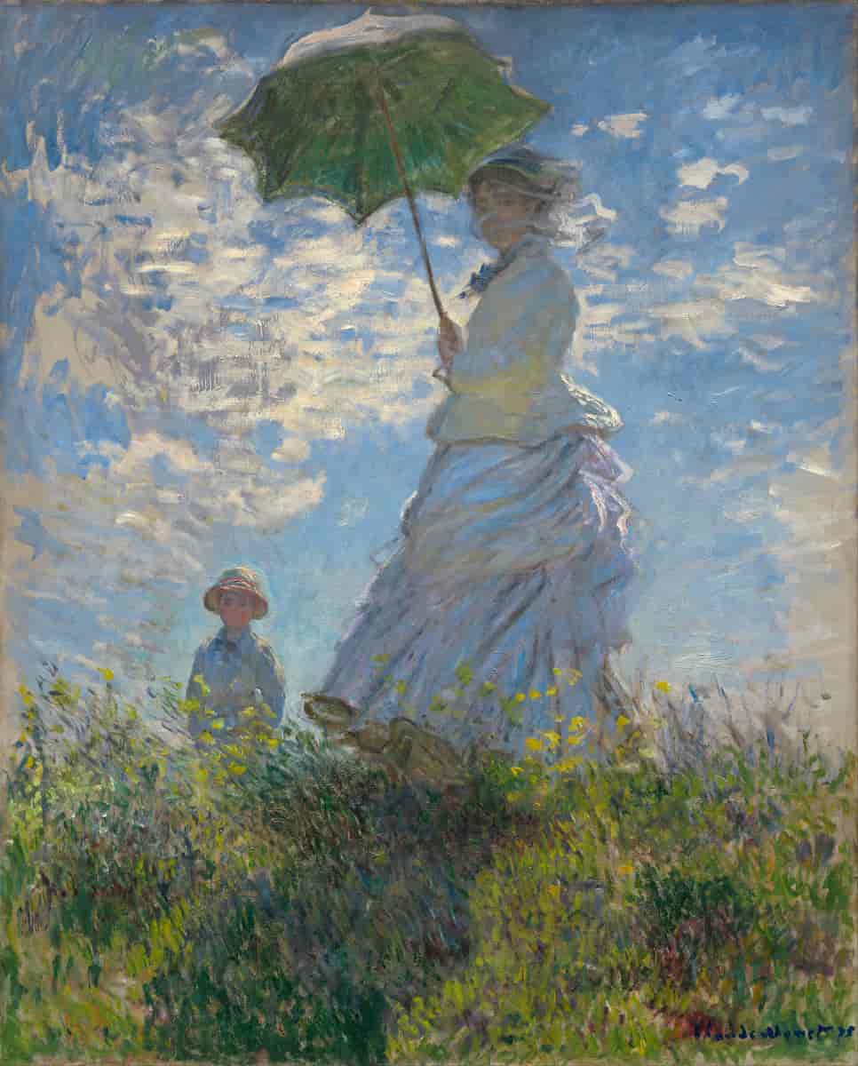 Spasertur, kvinne med parasoll, 1875