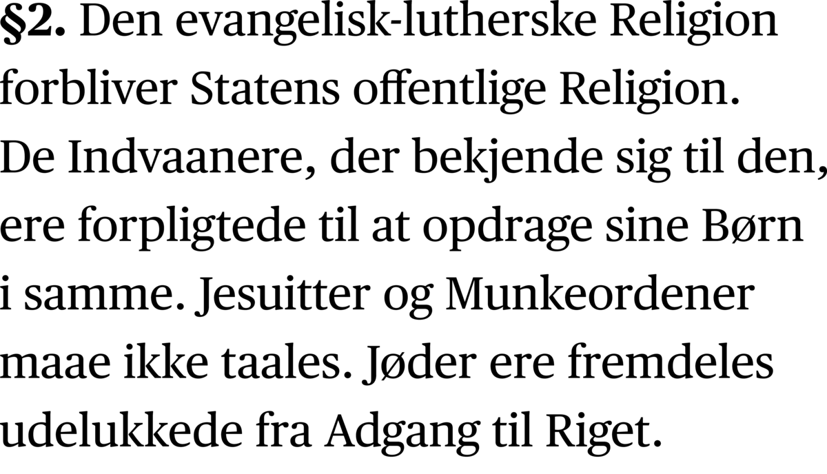 Religionsparagrafen i Grunnloven slik den var 1814–1851