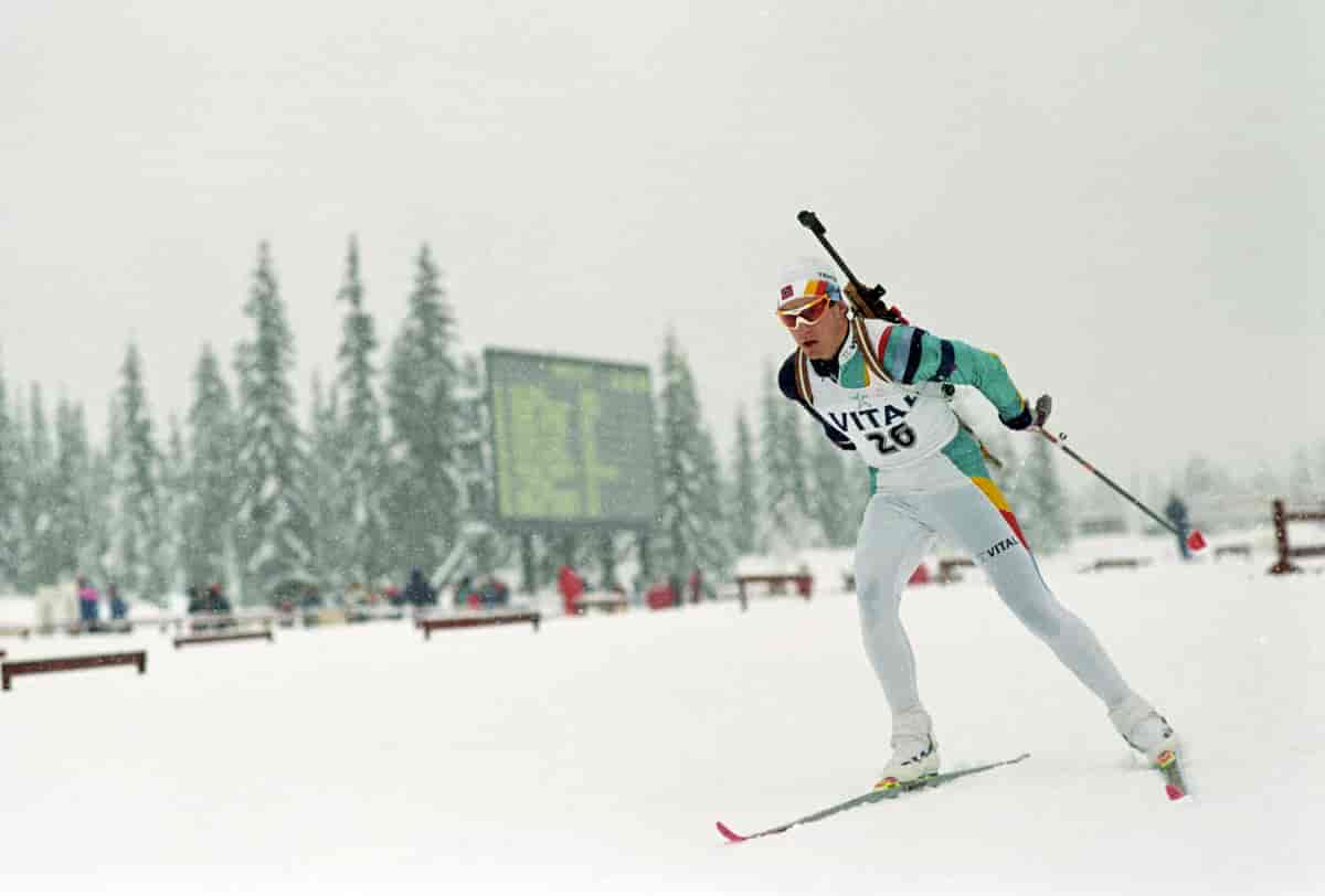 Eirik Kvalfoss under et internasjonalt renn på Birkebeineren stadion på Lillehammer, 1992