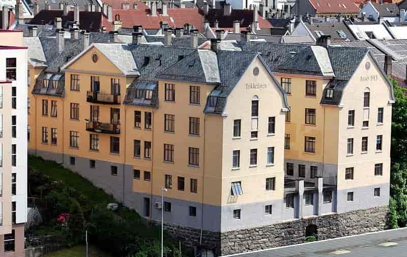 Trikkebyen ved Møhlenpris i Bergen.