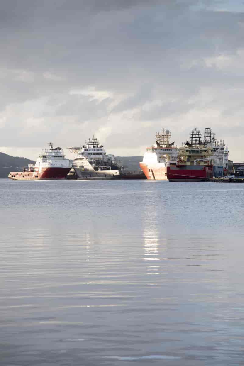 Supplyskip i opplag i Bergen