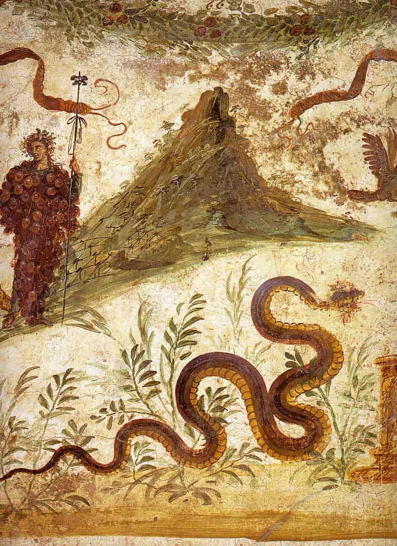 Bacchus og Vesuv. Freske fra Casa del centenario, Pompeii, 1. årh. evt.