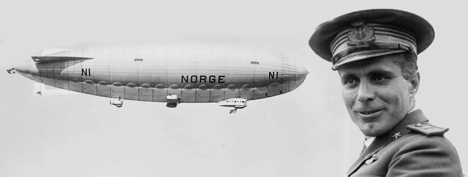 Luftskipet Norge og Umberto Nobile (montasje)