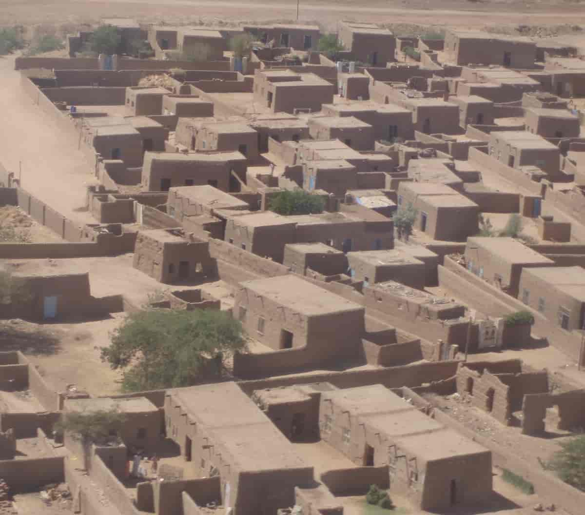 Typisk landsbybebyggelse langs Nilen i nordlige Sudan.