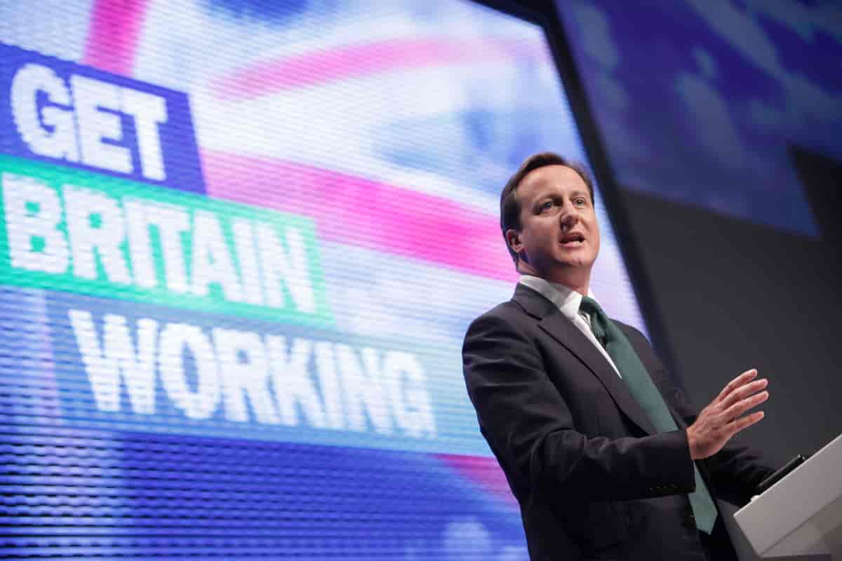 Daværende partileder David Cameron på De konservatives partikonferanse i 2009.