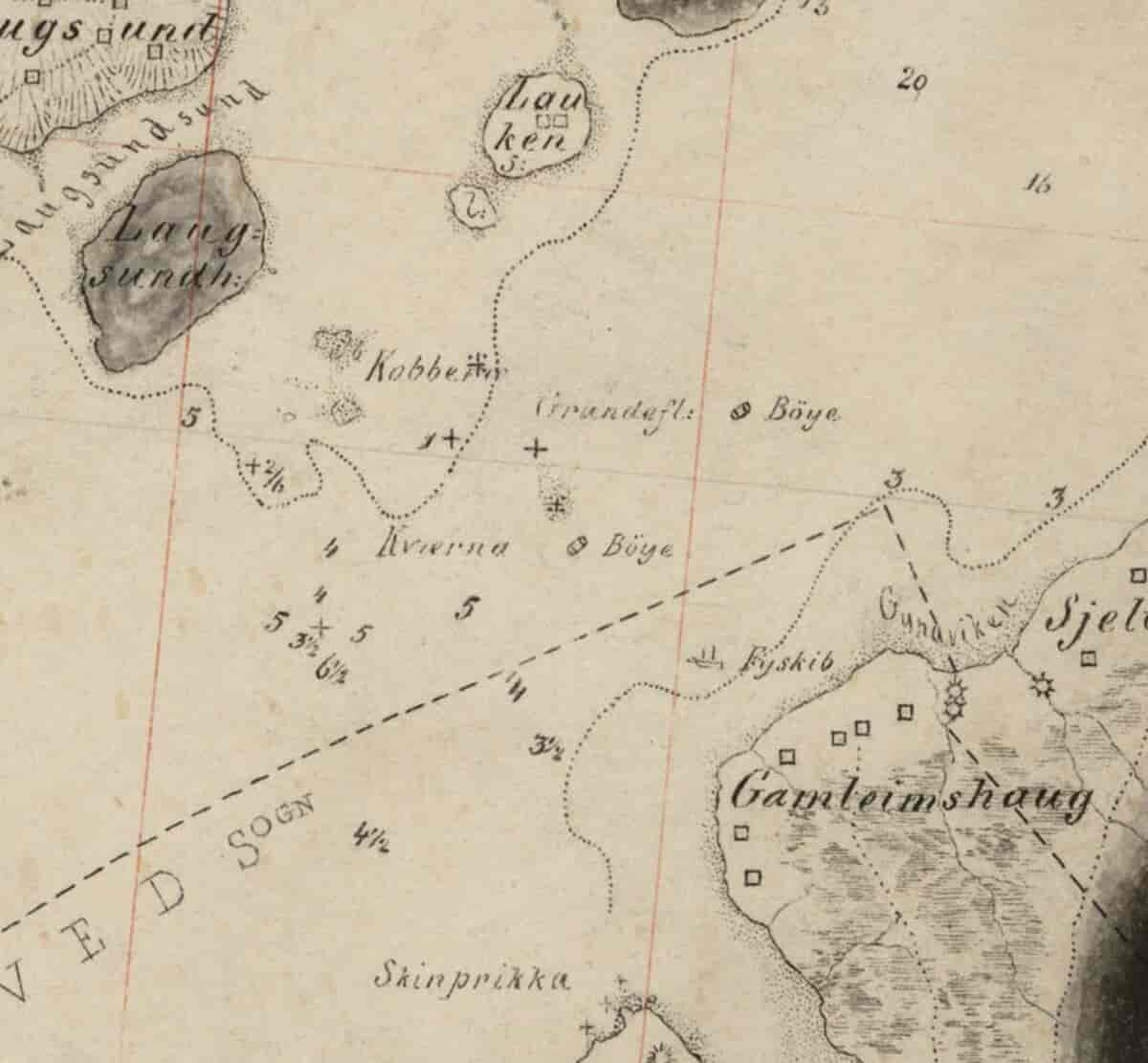Utsnitt av kart fra 1869