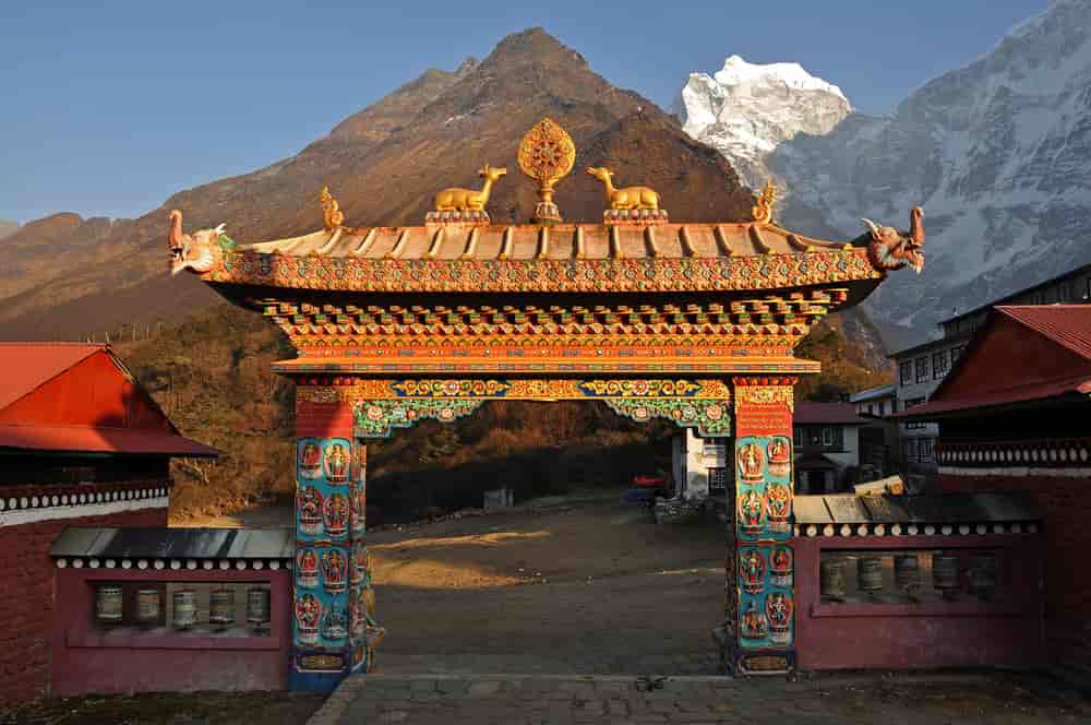 Buddhistisk Tengboche-kloster i Himalaya-fjellene, Nepal