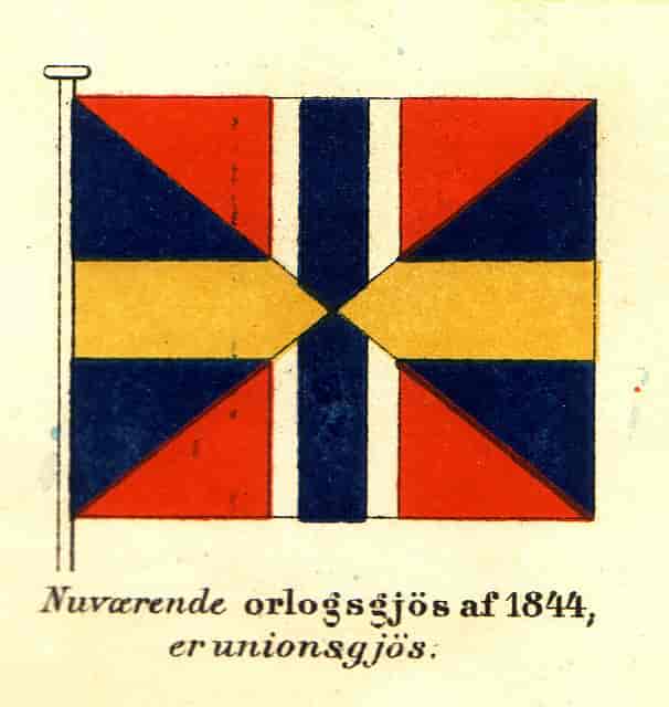 Norsk og svensk orlogsgjøs og dipomatisk flagg 1844-1905