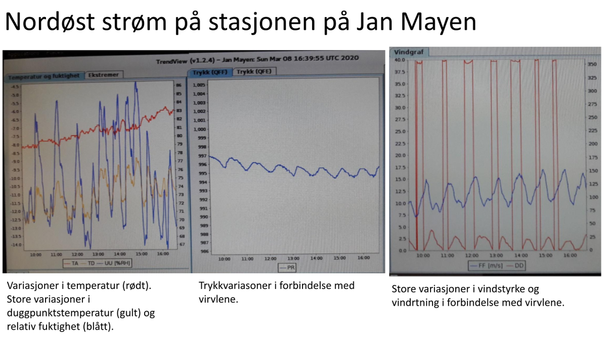 Observerte variasjoner i temperatur, fuktighet, trykk og vind på Jan Mayen,
